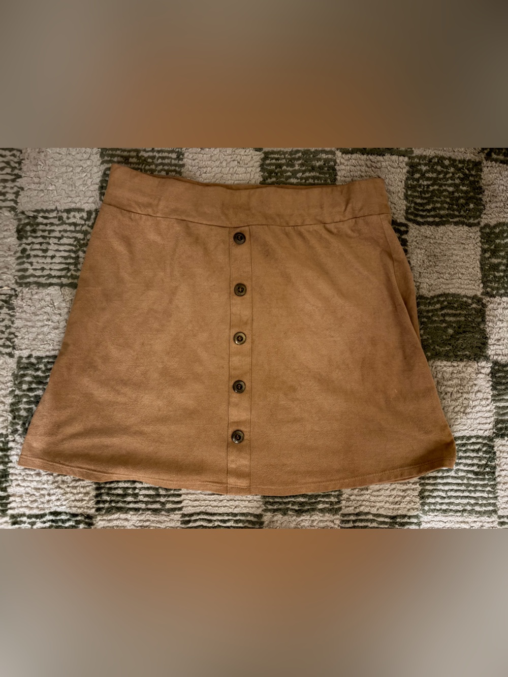 Wet Seal Tan Button-Front A-Line Skirt